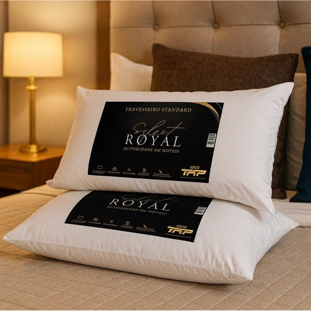 Kit 2 Travesseiros Select Royal Toque De Plumas Linha Hotel Cor Branco