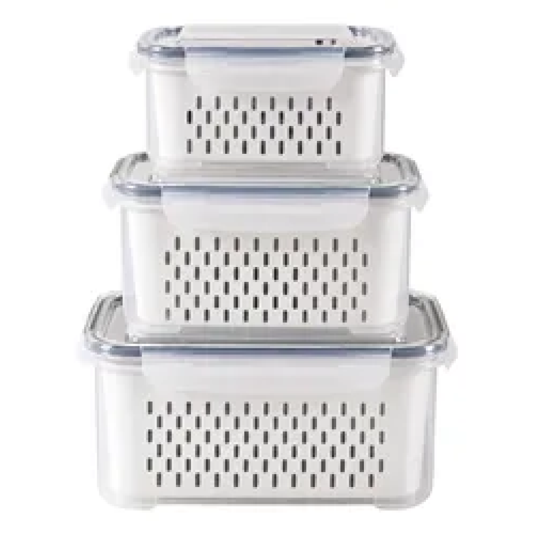 Kit com 3 Organizadores Geladeira Alimentos