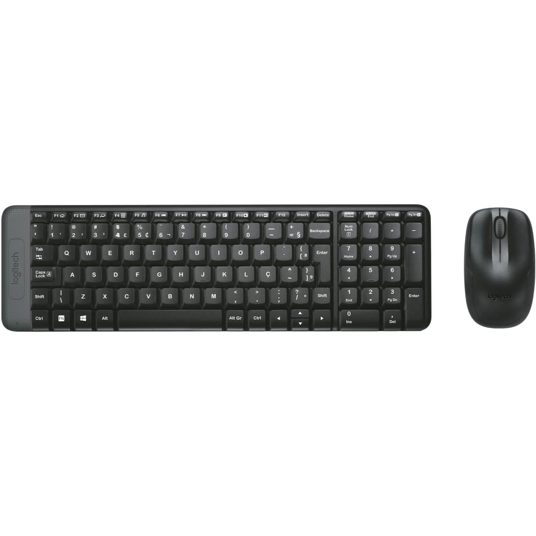 Combo Teclado e Mouse sem fio Logitech MK220 com Design Compacto, Conexão USB, Pilhas Inclusas e Layout ABNT2