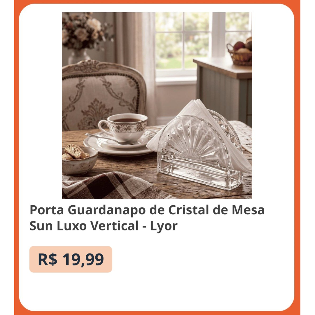 Porta Guardanapo de Cristal de Mesa Sun Luxo Vertical - Lyor