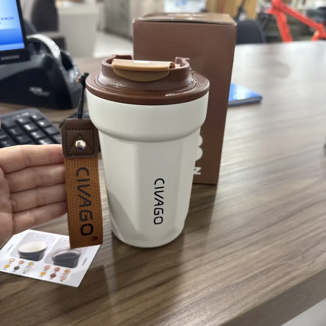 Copo Térmico Inox 380ml Com Tampa Para Café E Chá Civago