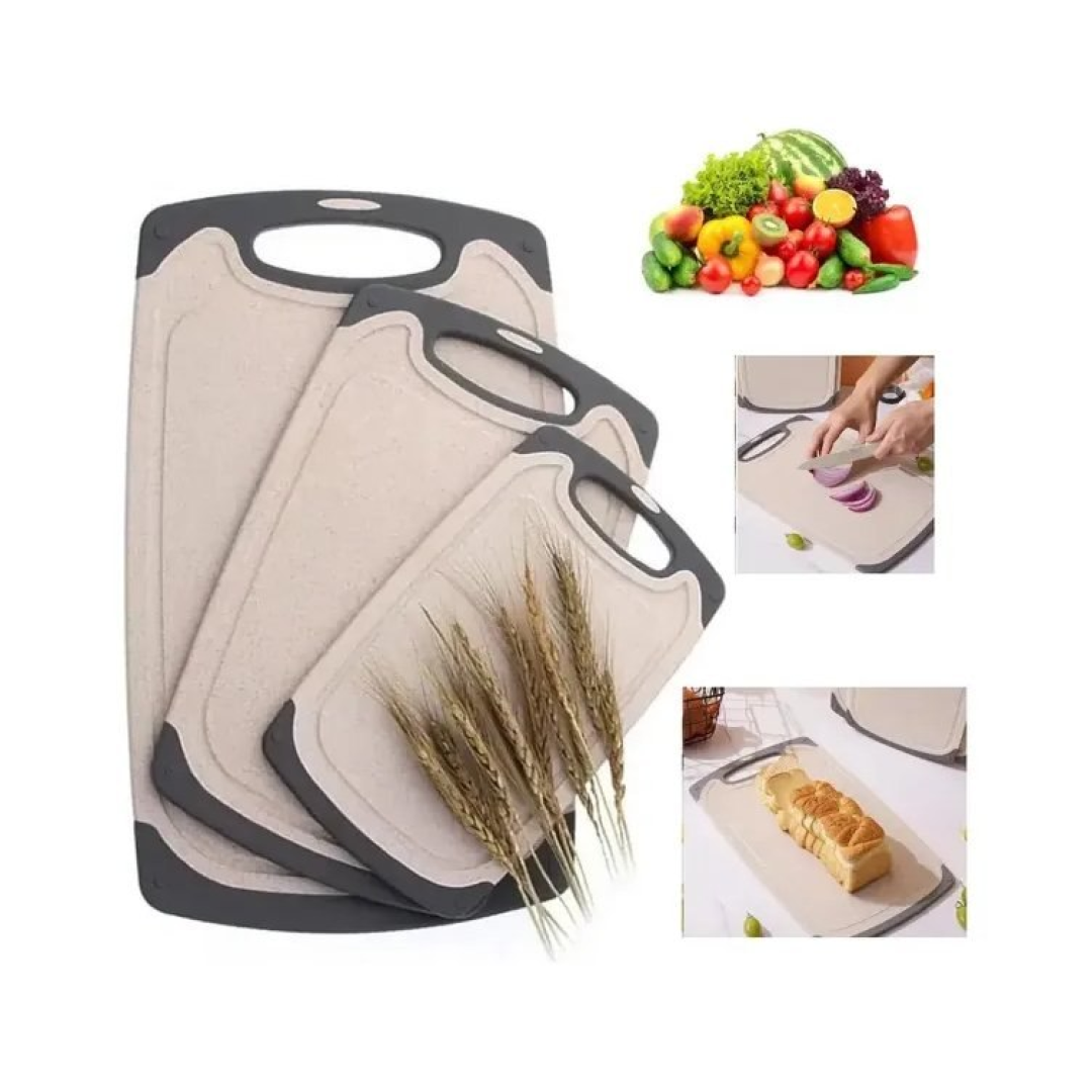 Kit 3 Tabua De Carne Cozinha Tabua Corte Polietileno Oferta Geométrico Bege
