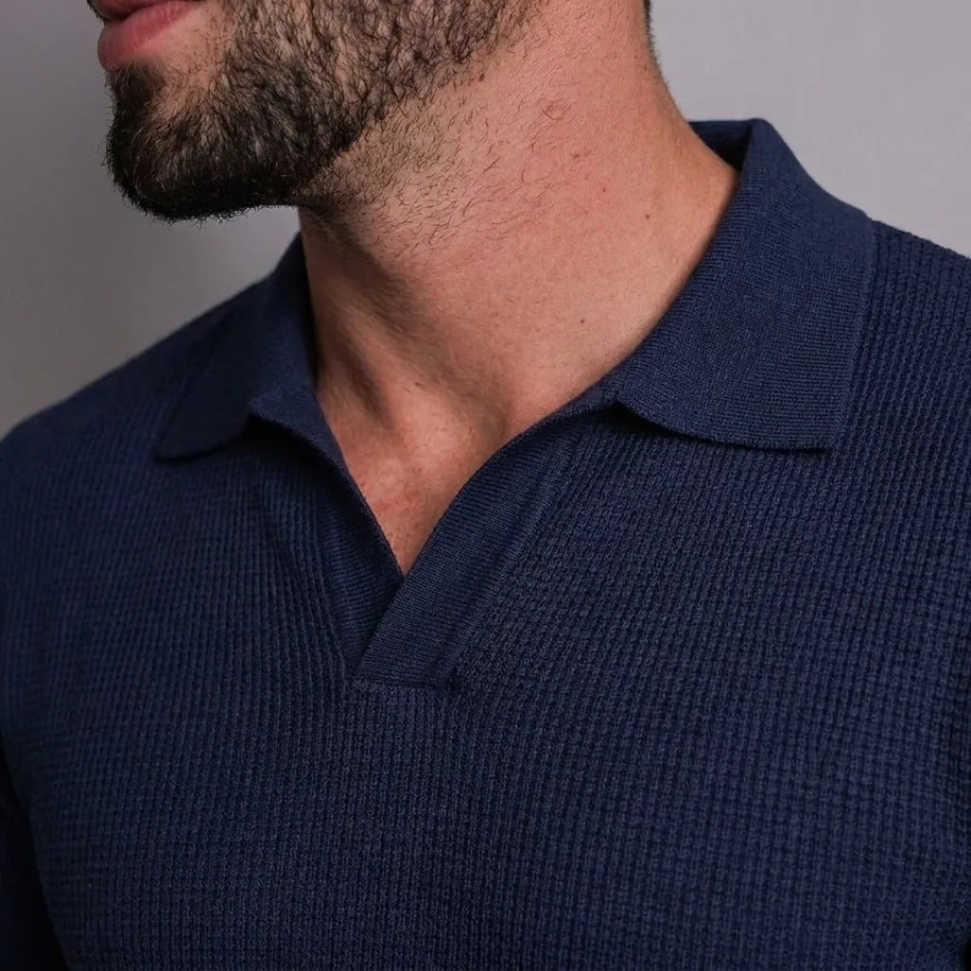 Camiseta Gola Polo Minimalista Tecido Texturizado