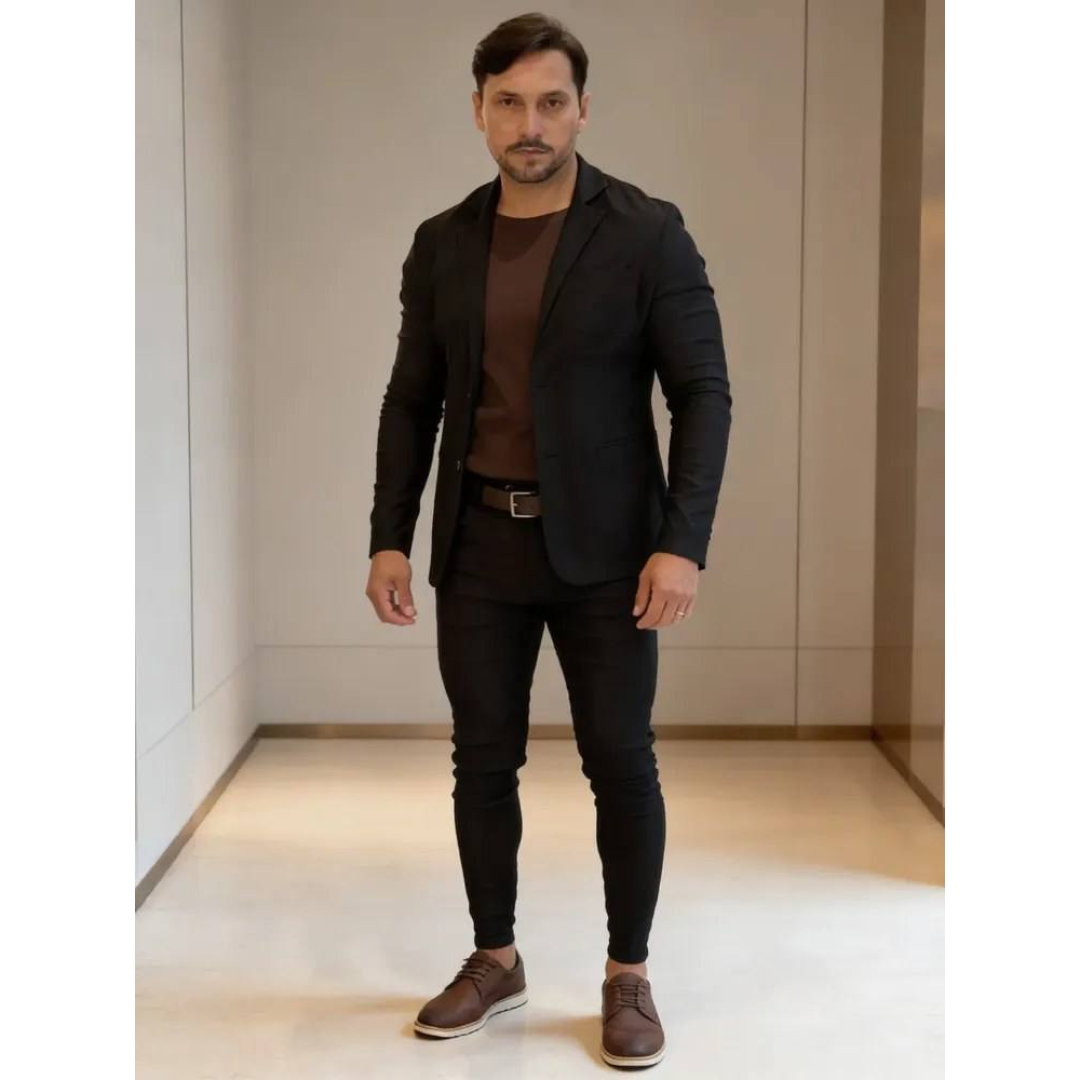 Conjunto Masculino Slim Fit Blazer Calça Italiano Bengaline