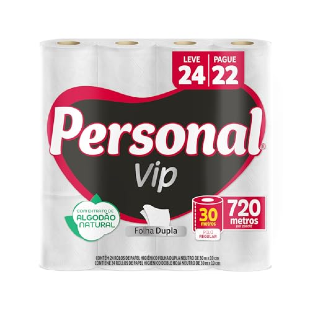 Papel Higiênico Folha Dupla 24 unidades Personal Vip