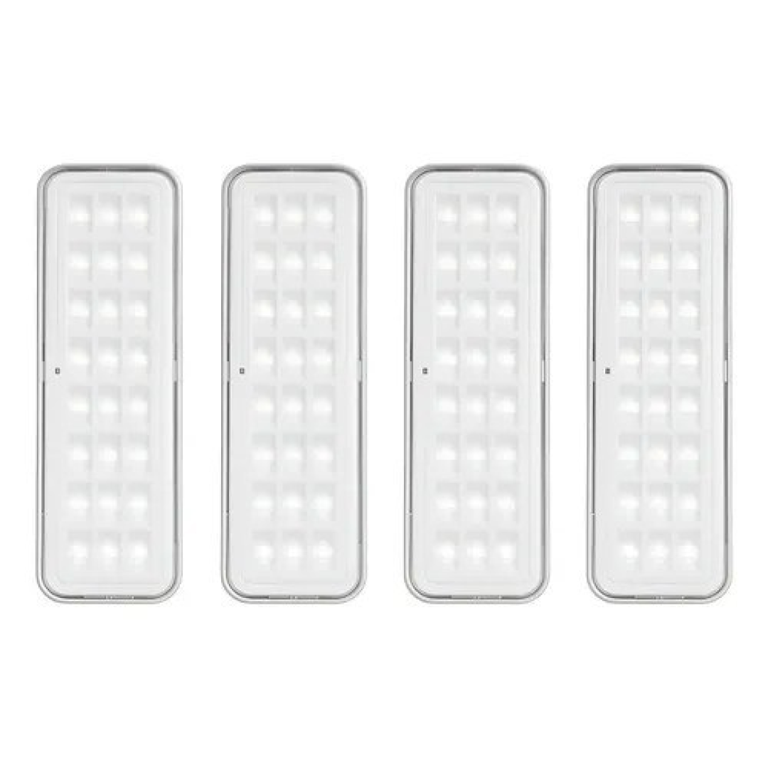 Kit 04 luminárias de emergência 30 leds Elgin 6500k cinza