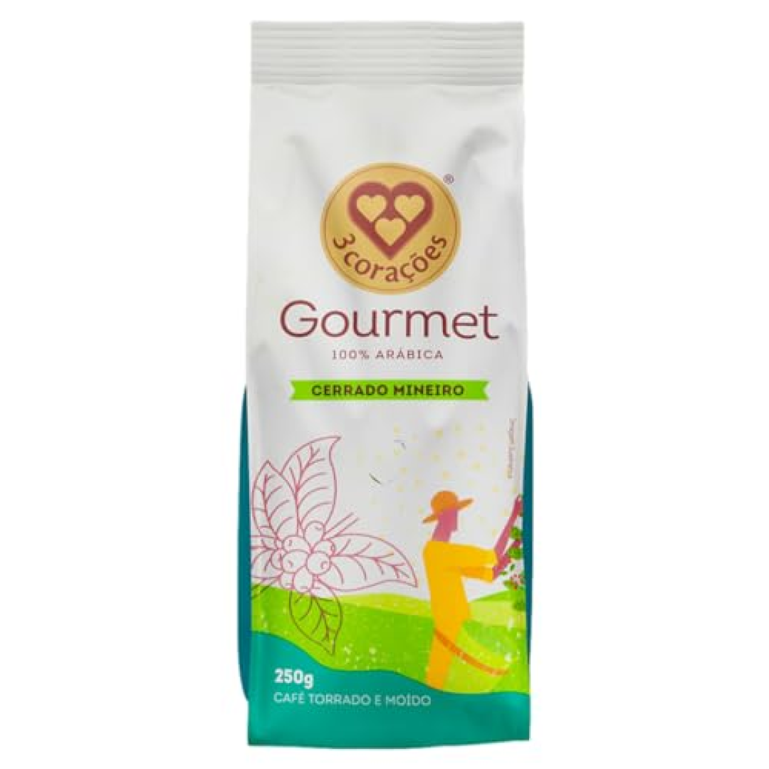 3 Corações Café Torrado e Moído Gourmet Cerrado Mineiro 250g