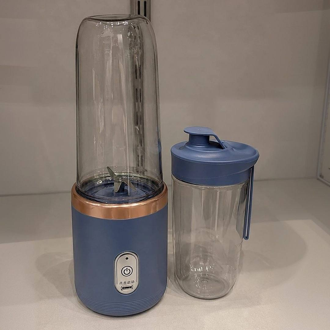 Mini Liquidificador Copo Mixer Elêtrico Batedor Shake Frutas Azul 127v