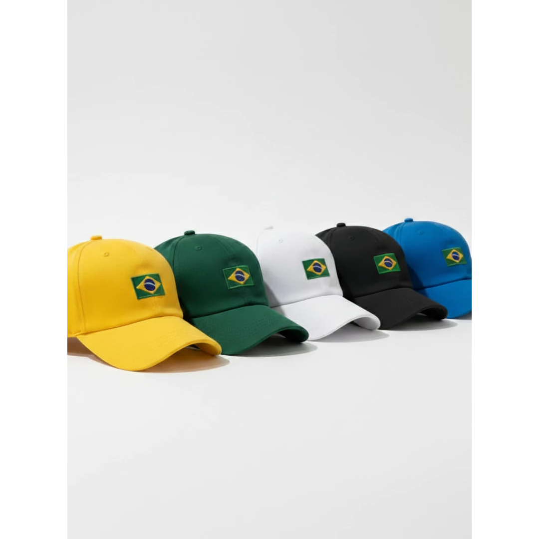 Boné do Brasil Aba Curva Bandeira Bordado Copa do Mundo Seleção Brasileira Regulagem