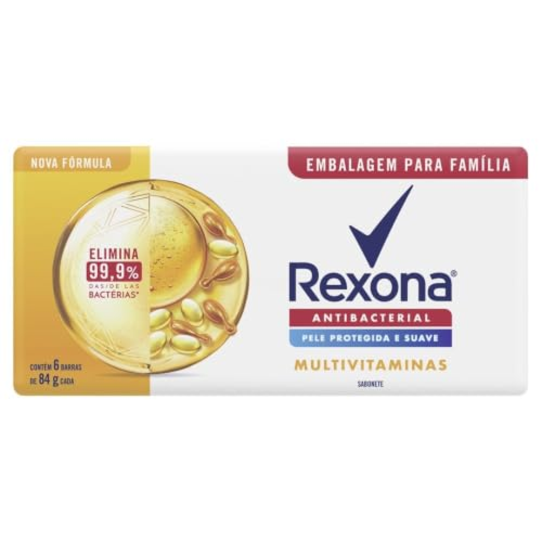 Rexona Sabonete Em Barra Multivitaminas 84G 6 unidades