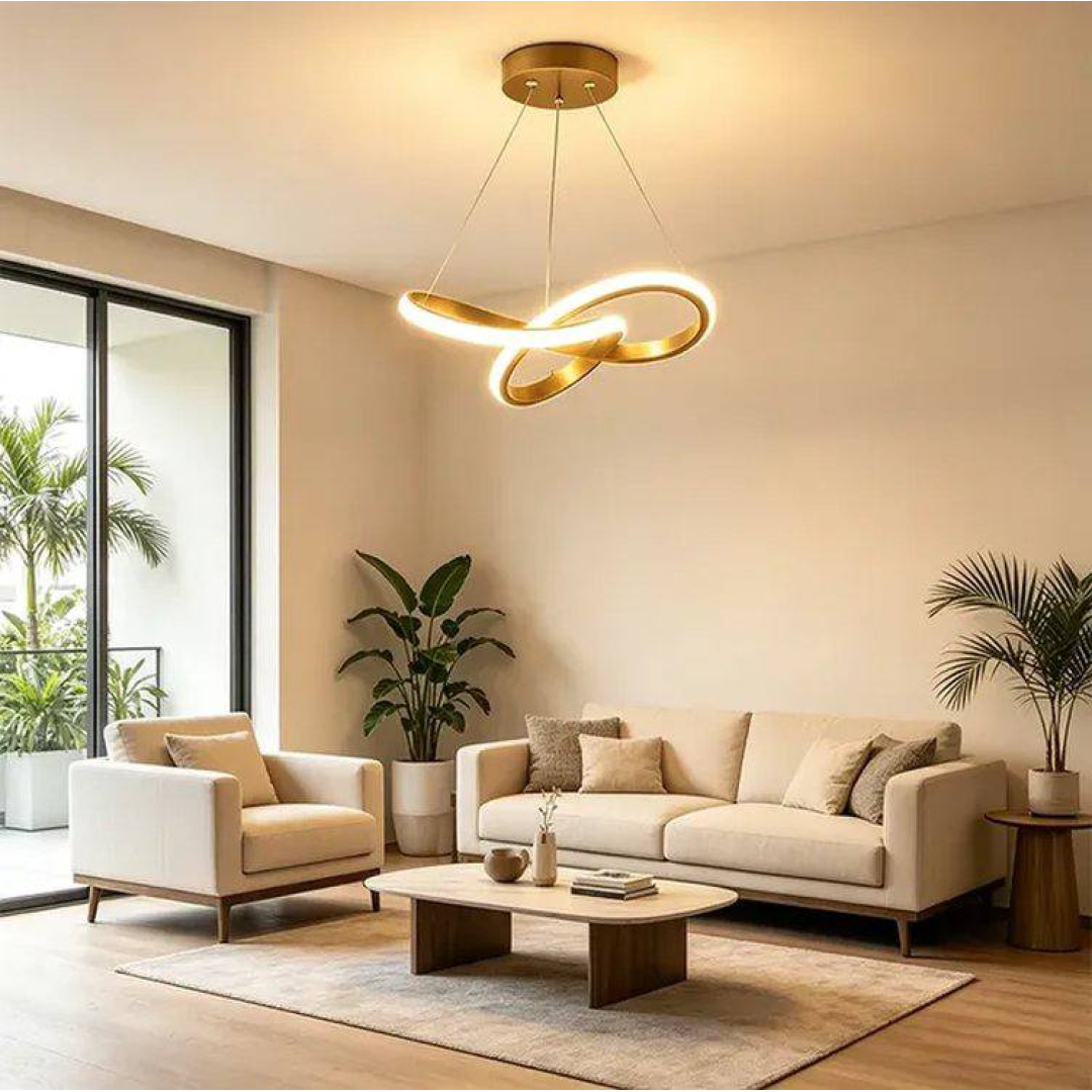 Lustre Pendente Led Moderno 3 Cores Bivolt 24cm Sala Quarto 110v - 220v Dourado