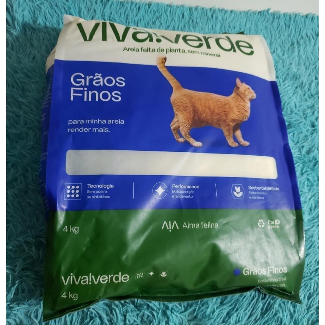 Viva Verde Areia Higiênica Biodegradável 4kg Grãos Finos