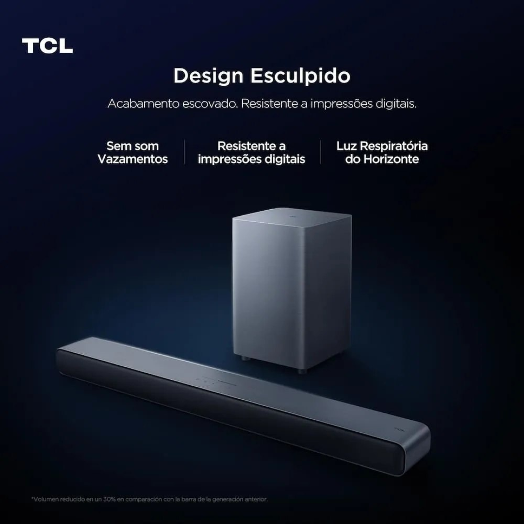 Soundbar Tcl S55h 220w Bluetooth Canais 2.1 Preto