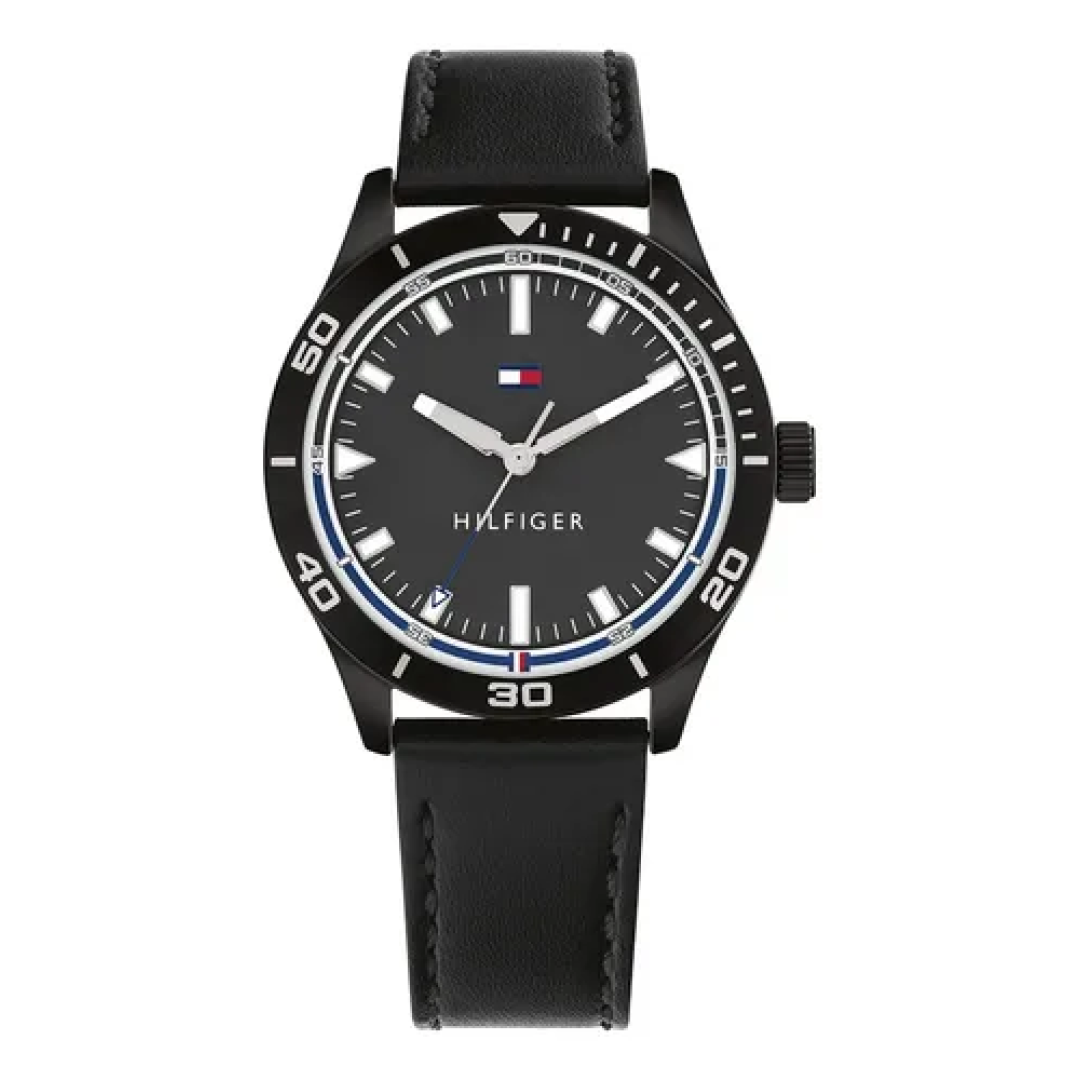 Relógio Tommy Hilfiger Toc Masculino Em Couro Preto 1791819