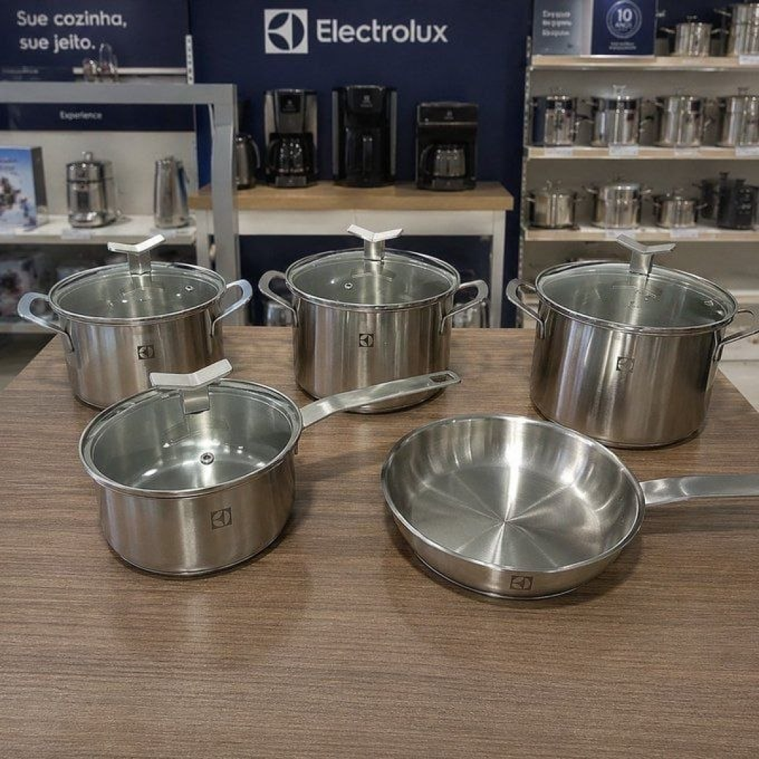Jogo De Panelas Inox  Com Fundo Triplo 5 Peças Electrolux Aço Inoxidável