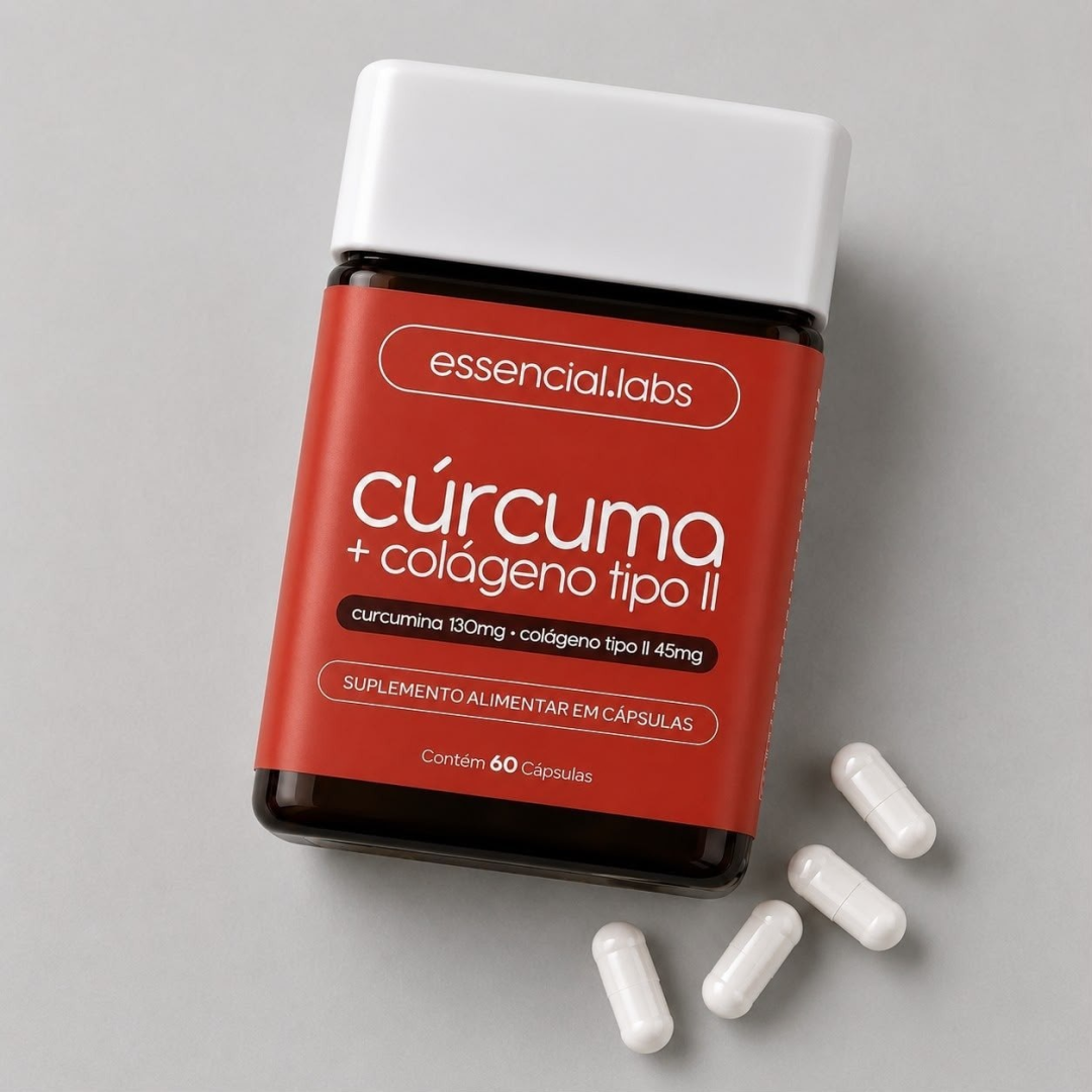 Essencial.Labs Cúrcuma 130mg + Colágeno Tipo II 45mg 60 Cápsulas