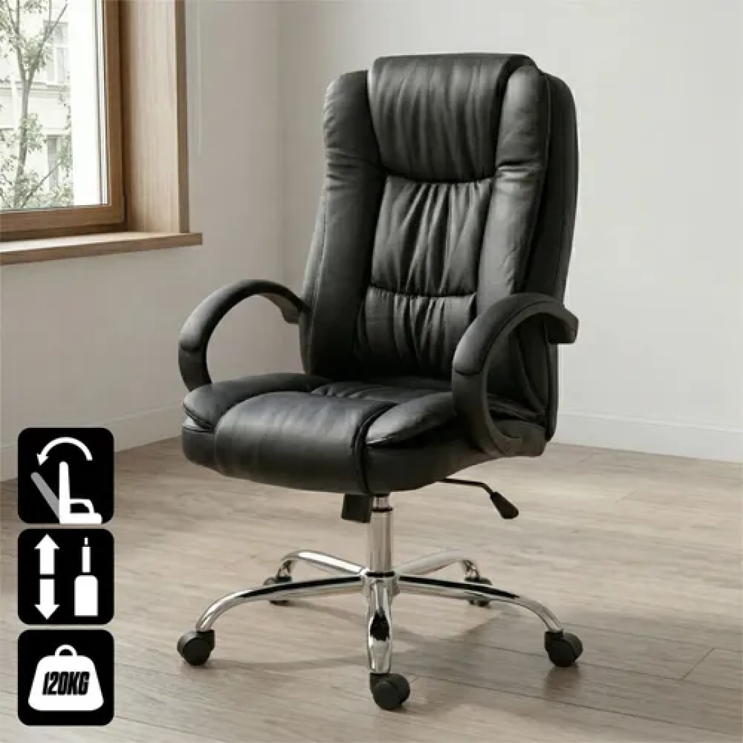 Cadeira escritório presidente ergonômica couro cor preto K Nakasaki