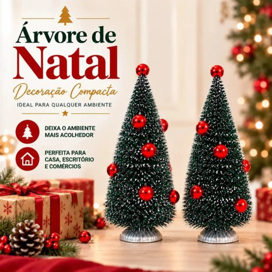 Kit 2 Mini Árvores de Natal de Mesa Nevadas