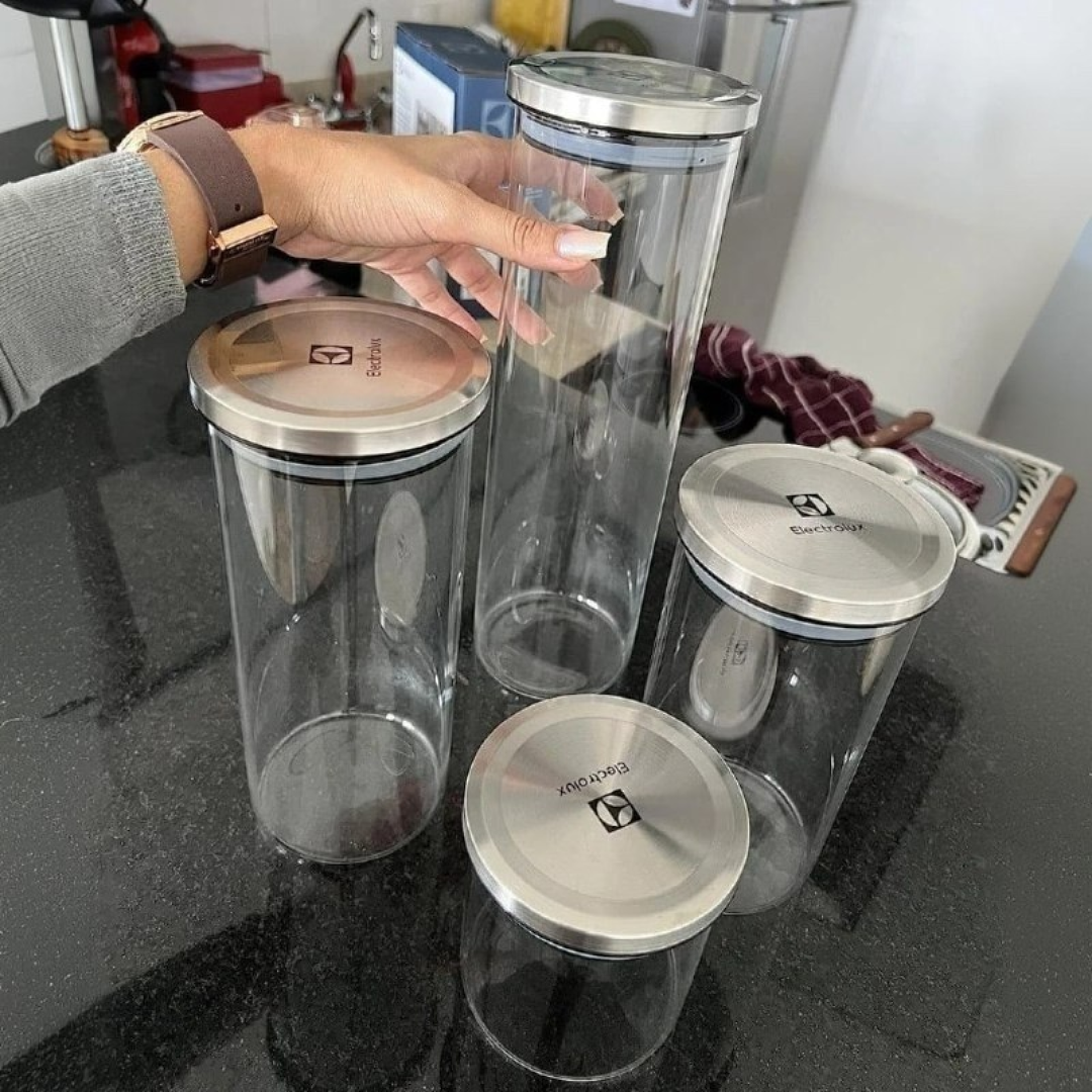 Kit com 4 Potes De Vidro Electrolux