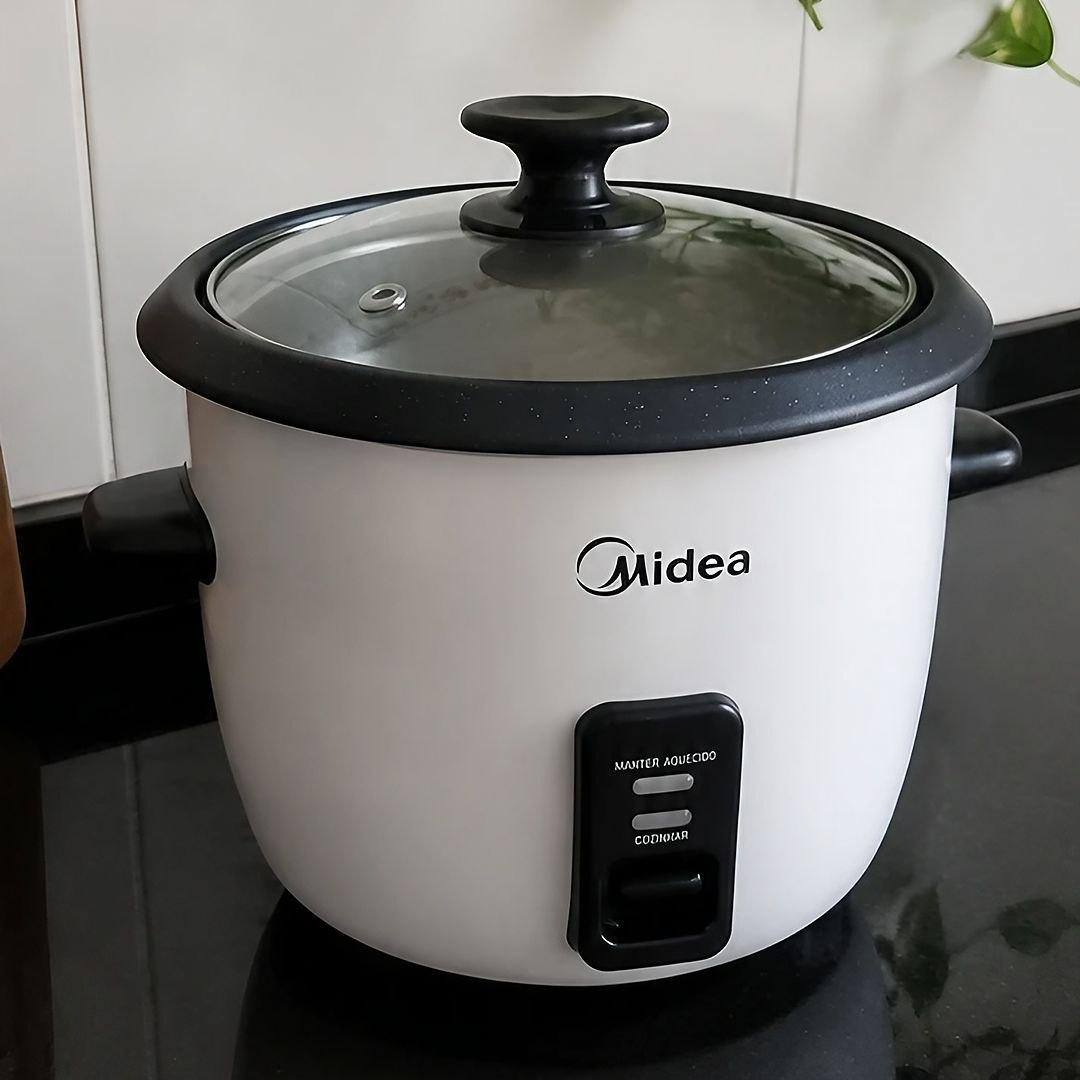 Panela De Arroz Elétrica Midea 7 Xícaras Cozimento Á Vapor Com Tampa De Vidro Branco 127v 60hz