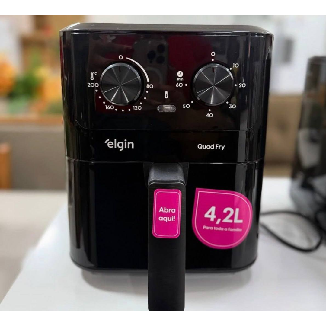 Fritadeira Elétrica Air Fryer Quad Fry 4,2 L,1400w Preto Elgin