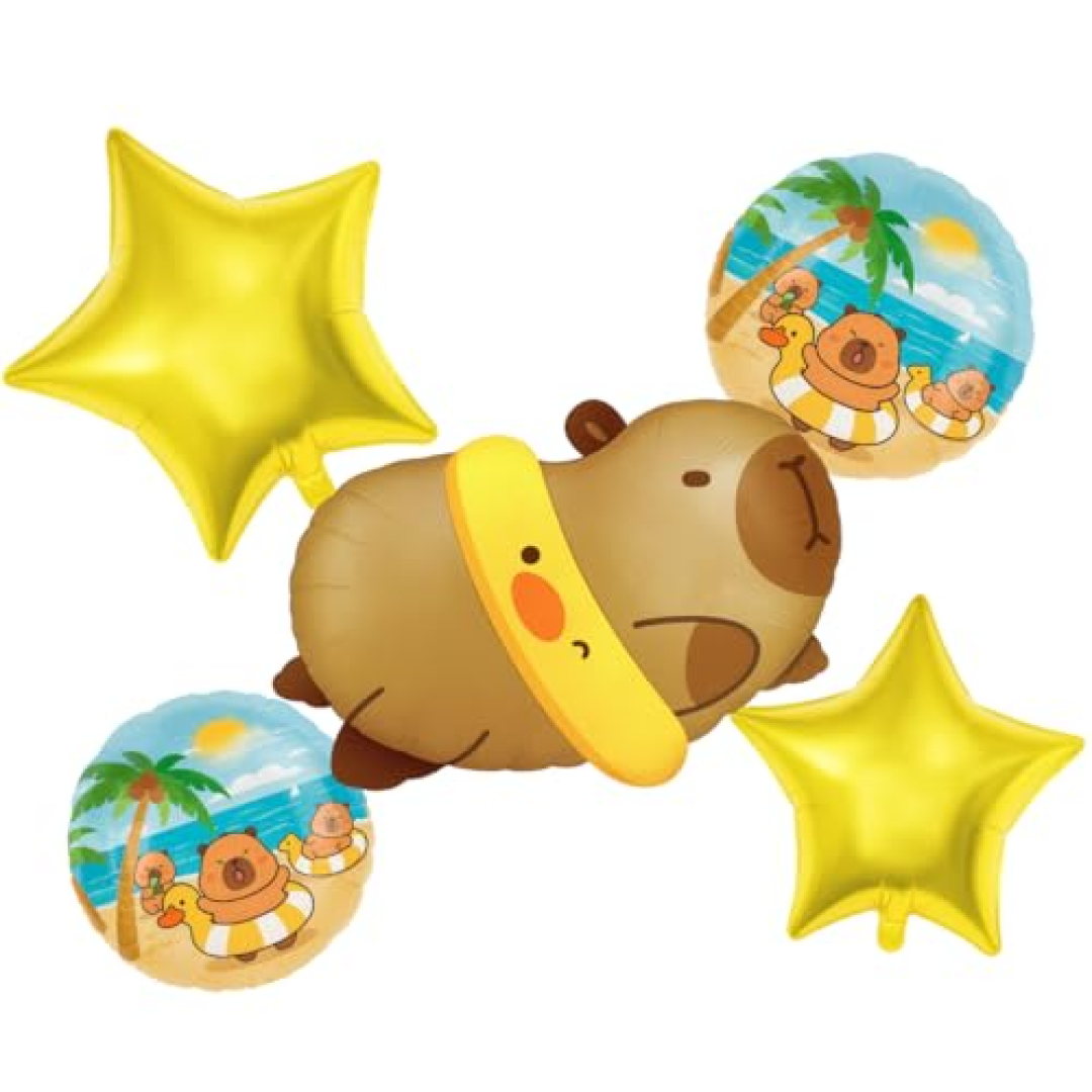 Balão Metalizado Capivara Cartelado Foil Decorativo 1 Unidade por Cartela Diversos Modelos (Capivara Com Boia Pato)