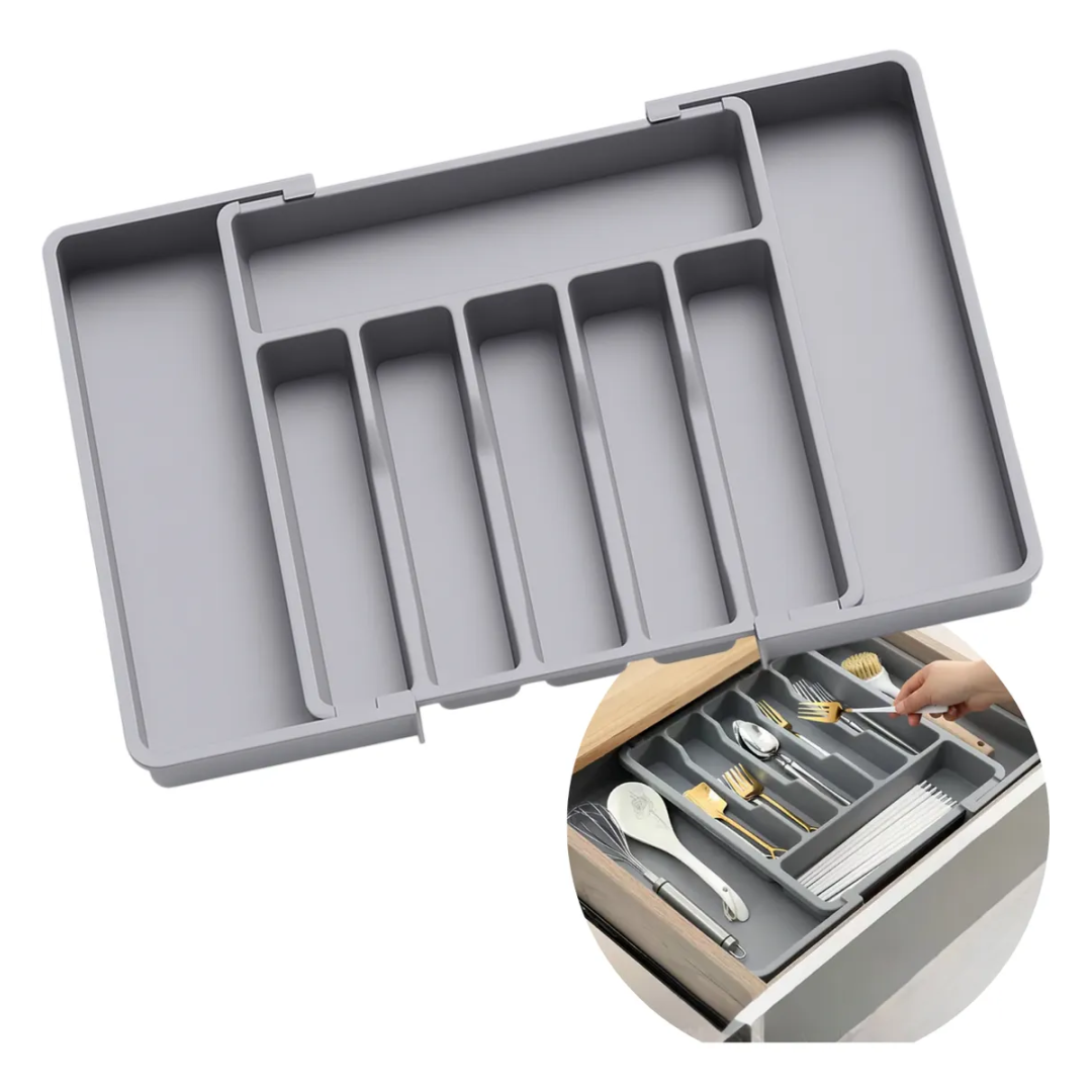 Organizador Porta Talheres Gaveta Cozinha Extensor Duplo