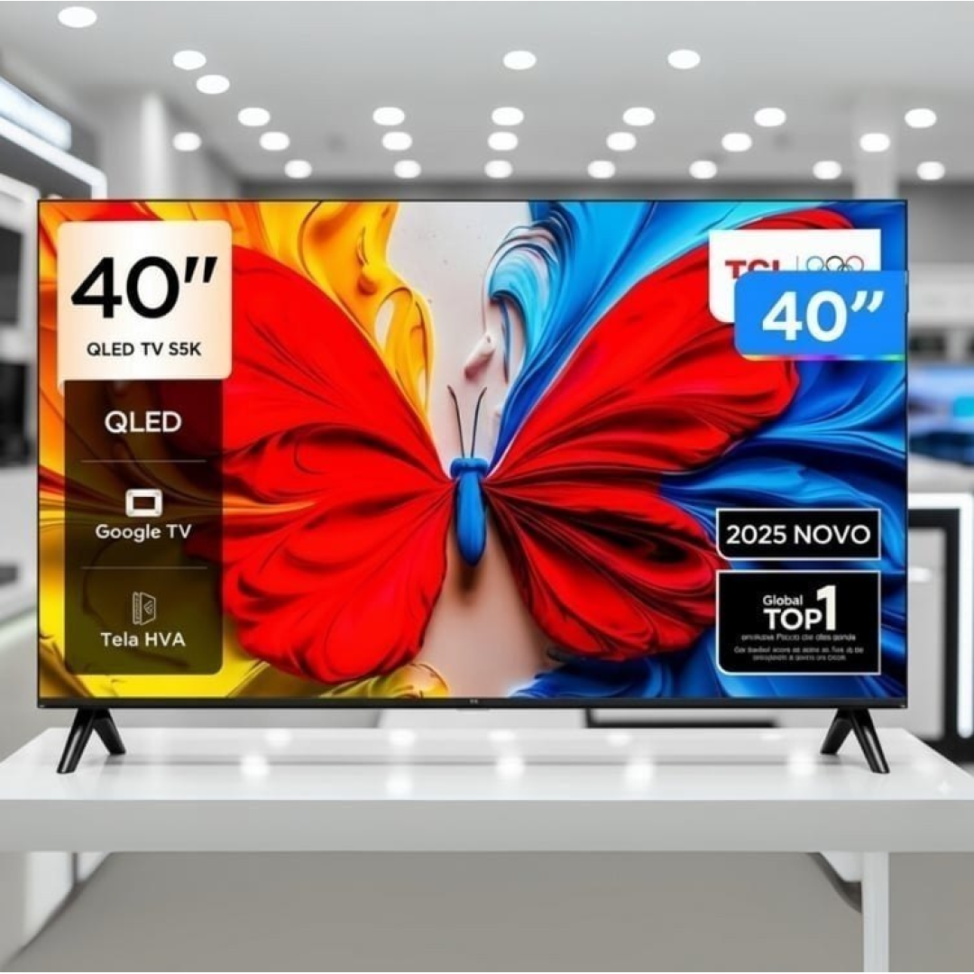 TCL, Smart TV, 40 Polegadas, HD QLED, WiFi, Bluetooth, Google TV, 2 HDMI, HDR10, Dolby Audio, 40S5K