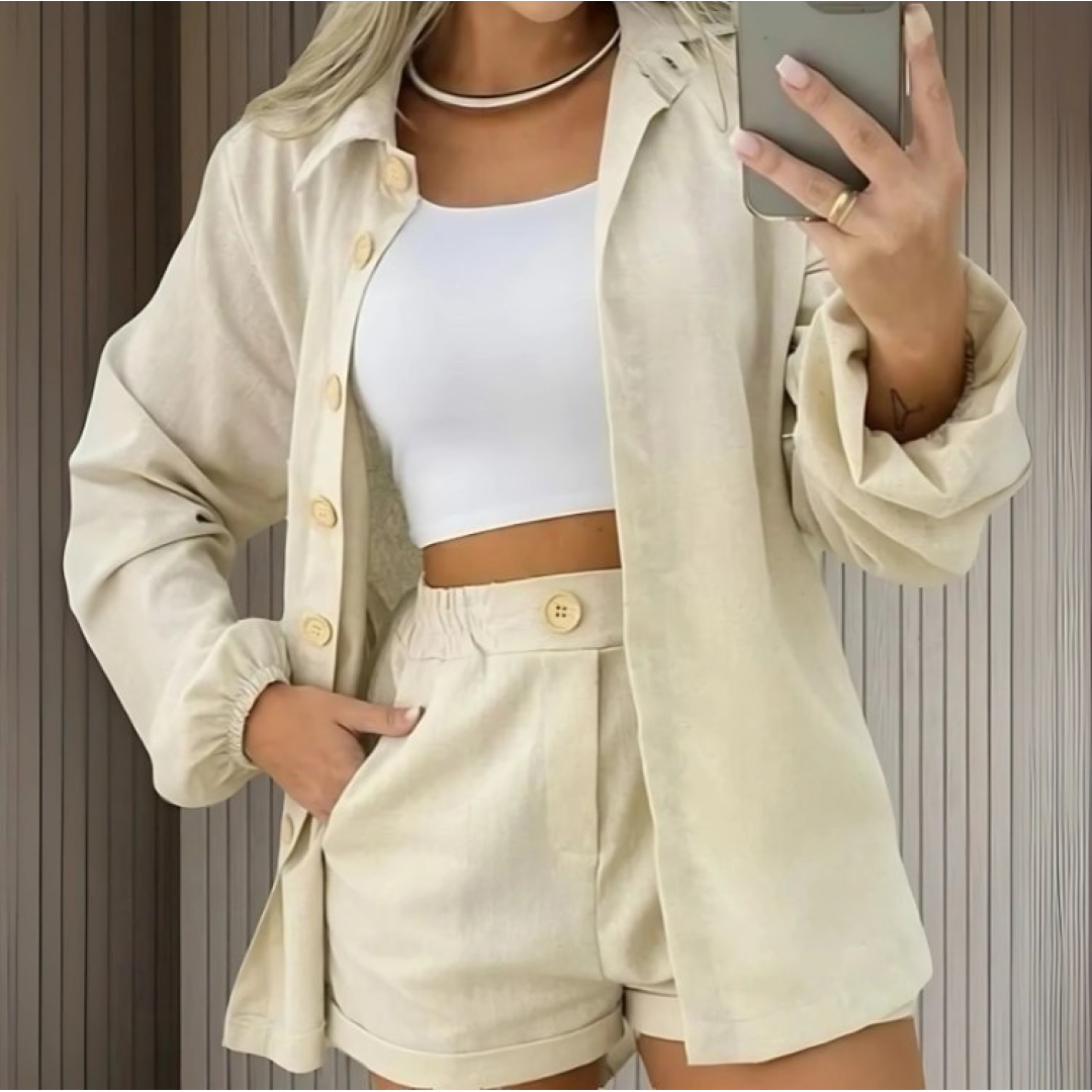Conjunto Linho Camisa E Short Premium