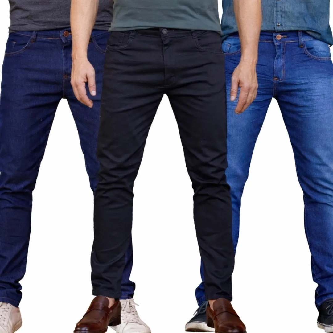 Kit 3 Calças Jeans Masculina Modelo Slim Premium (tam. 42)