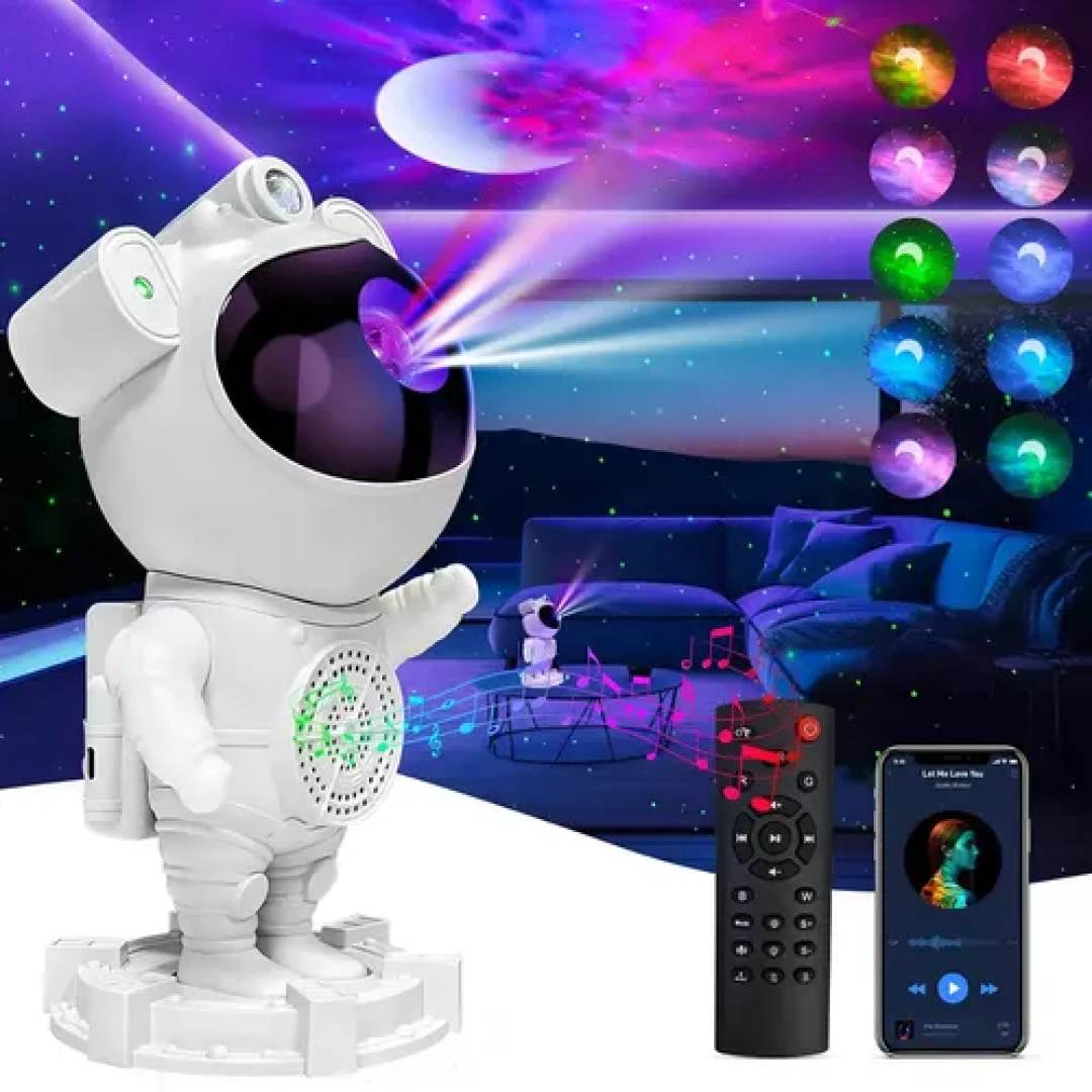 Projetor Astronauta para Teto Galáxia com Luz Noturna LED