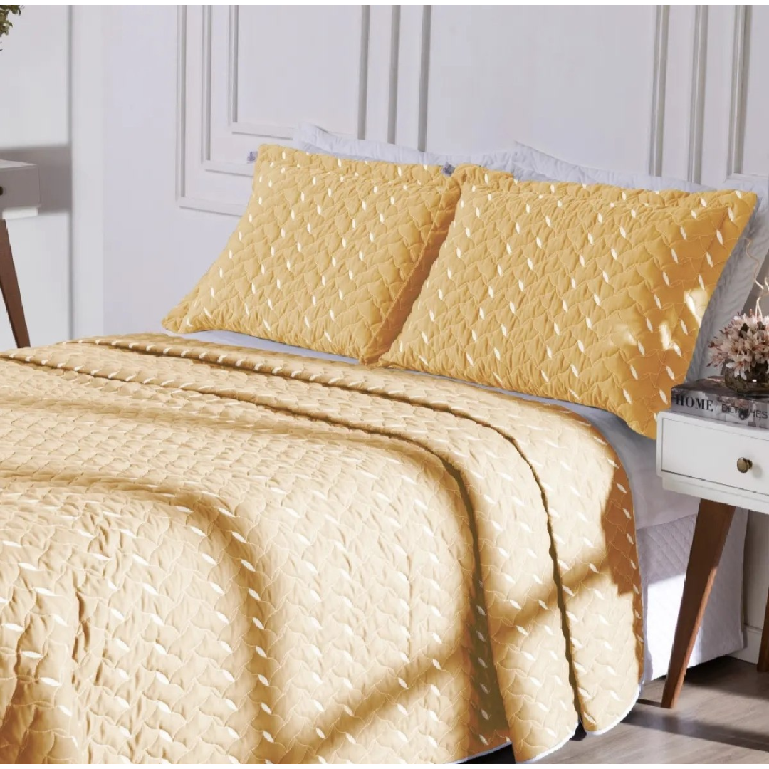 Cobre Leito Casal King Size 400 Fios Bordado Colcha Lisa