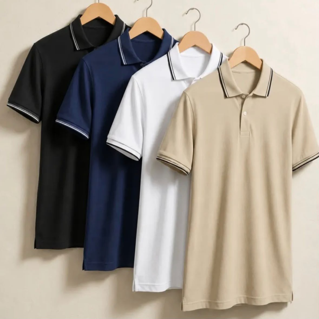 Kit com 4 Camisas Gola Polo Piquet Slim