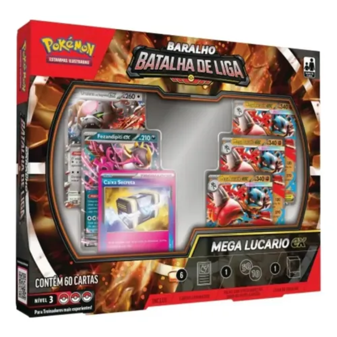60 Cartas Pokemon Batalha De Liga Mega Lucario Ex Original