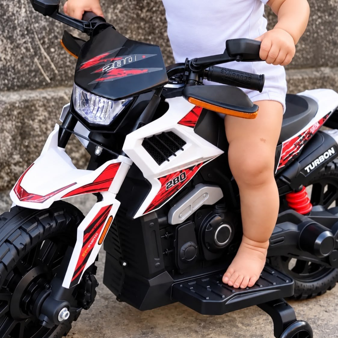 Moto Elétrica Infantil Turbon Com Rodinhas Zippy Toys Branco