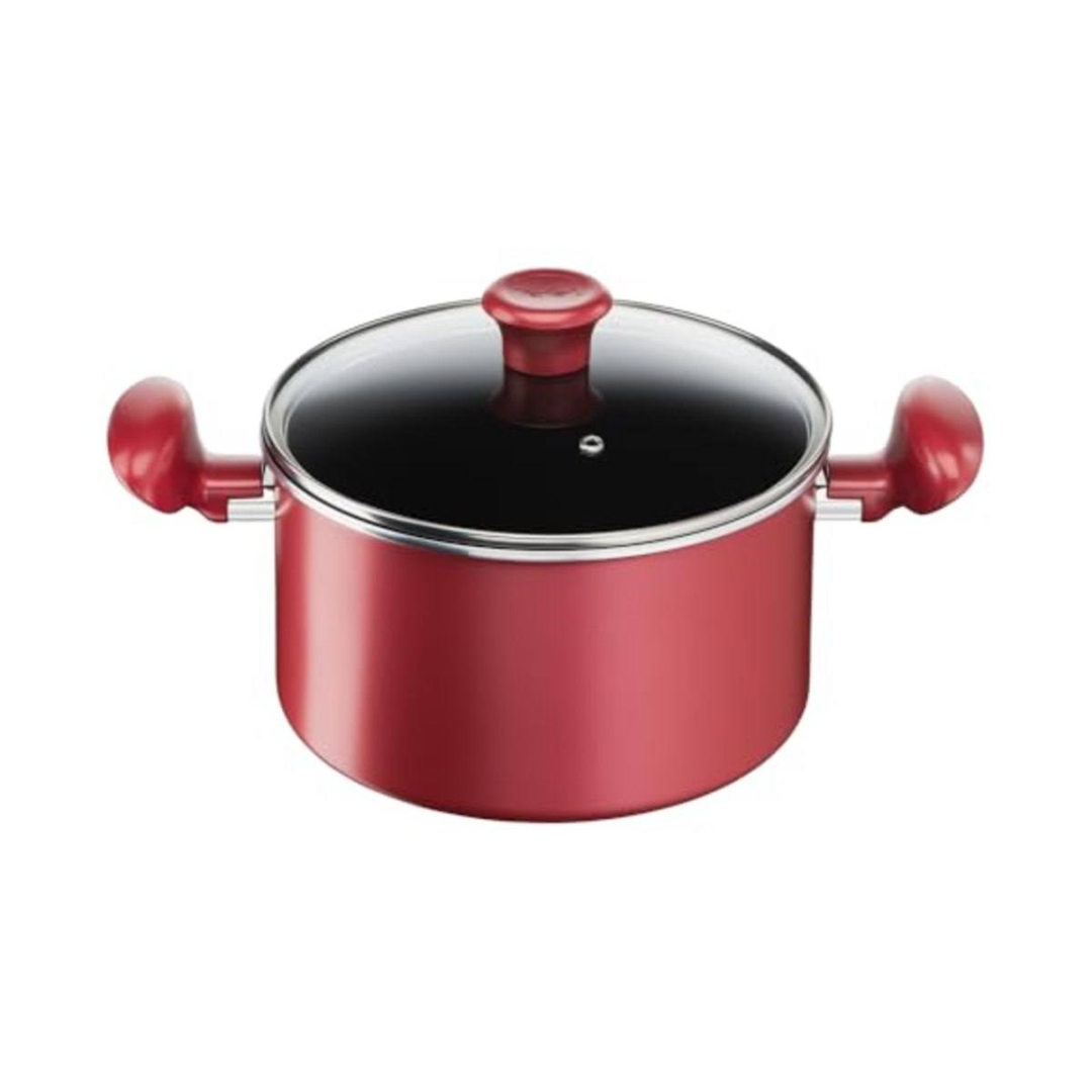 Caçarola Tefal So Chef 22 cm Vermelha – Revestimento Antiaderente Titanium, Fundo de Indução para Todas as Fontes de Calor, Indicador de Temperatura Thermo-Sinal e Alta Espessura
