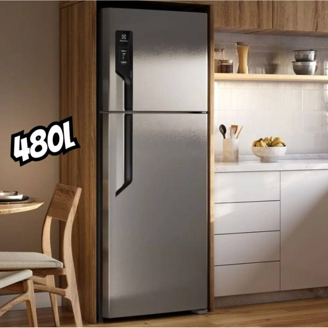 Geladeira Electrolux Frost Free com AutoSense 480L Efficient Duplex Inox Look TF71S Cor Prateado