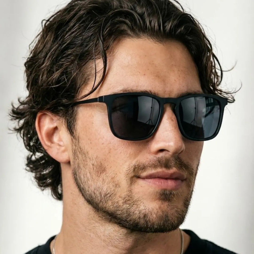Óculos de Sol Quadrado Premium Acetato Metal Proteção UV400