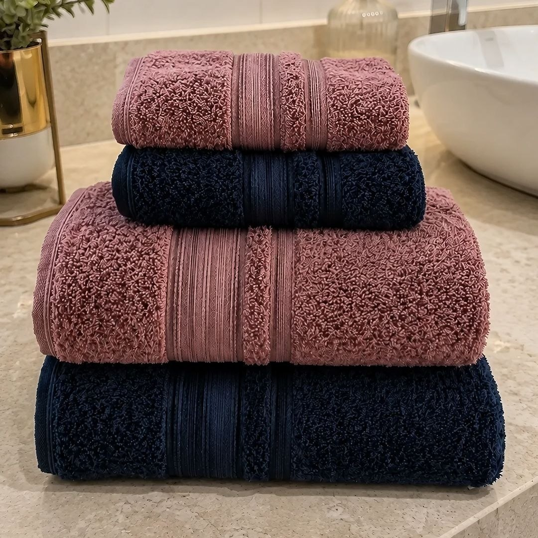 Jogo De Toalhas Altenburg Tóquio Banho 4 Roxo Mellow E Azul Deep Liso