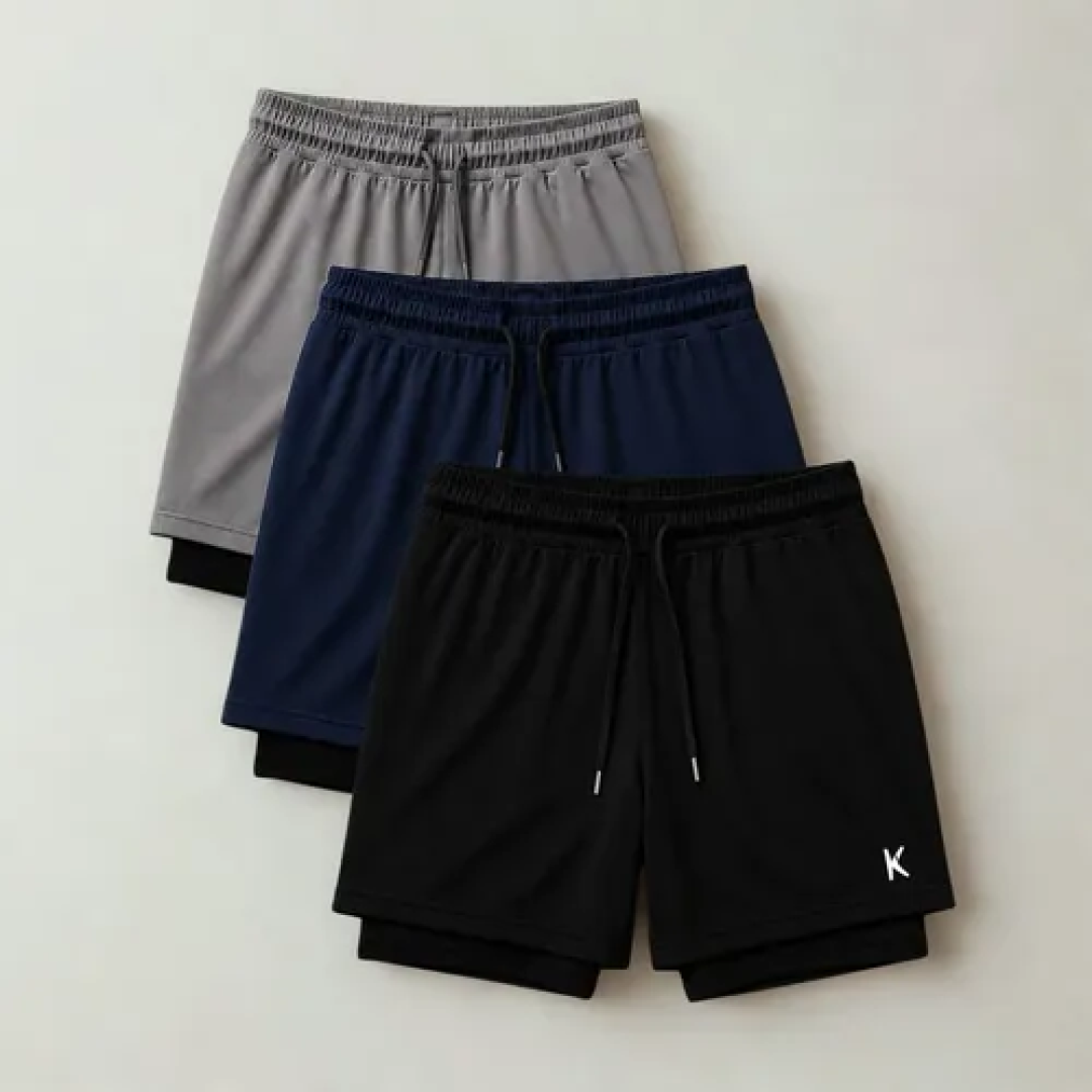 Kit com 3 Shorts 2 Em 1 Compressão