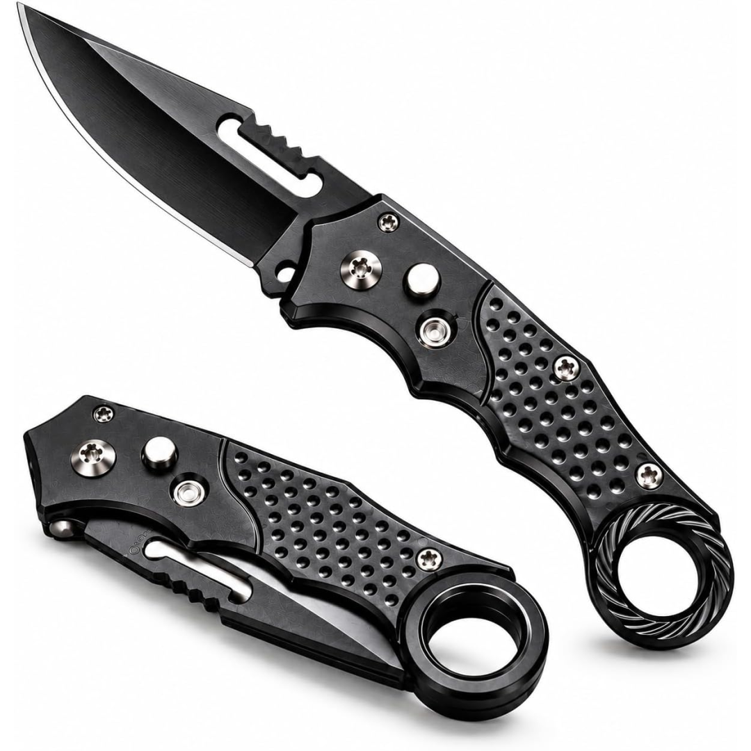 Canivete Tático 16cm Compacto em Aço Inoxidável Dobrável com Trava de Segurança Cabo Antiderrapante para Camping Trilha Pesca e Uso Diário