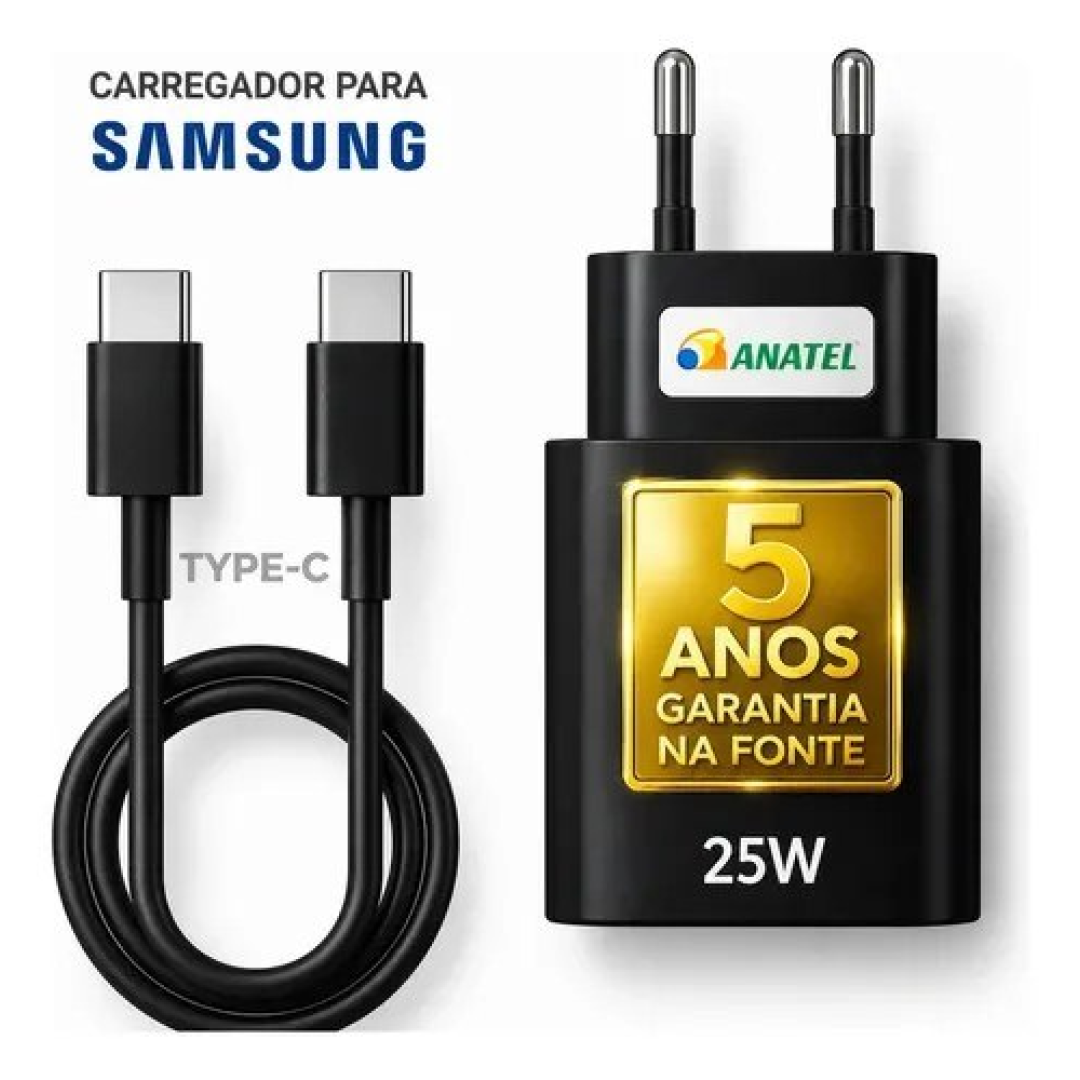 Carregador Super Rápido 25w Para Galaxy Super Fast Cabo Blindado Tipo Usb C -Dtimp