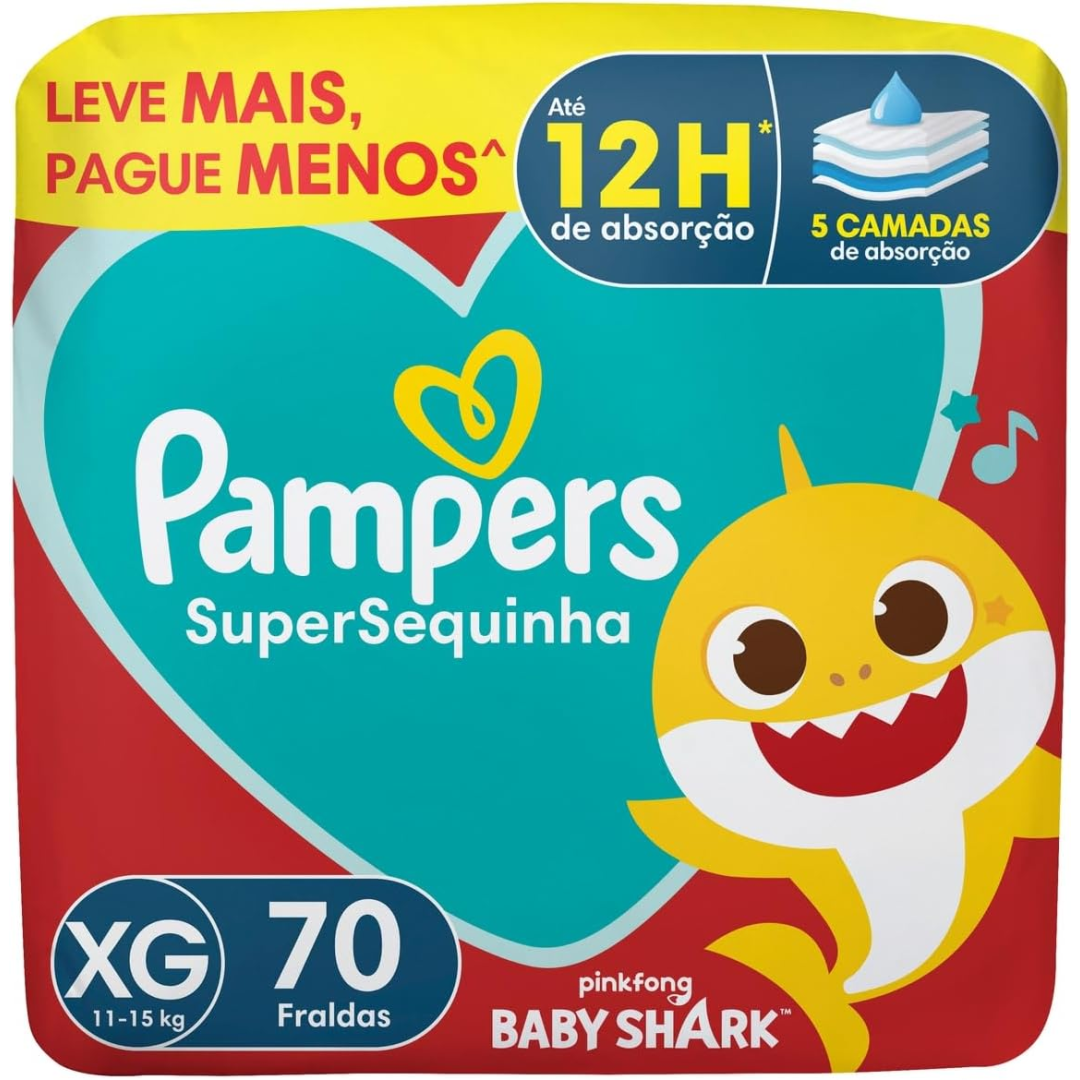 Fralda Pampers Supersequinha XG com 70 Unidades