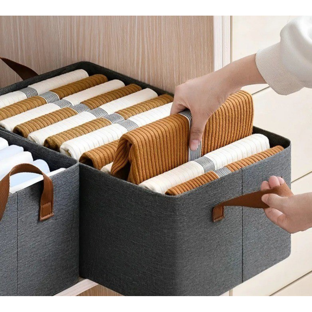 Kit com 4 Caixas Organizadora De Guarda Roupa Cesto Gaveta Dobrável