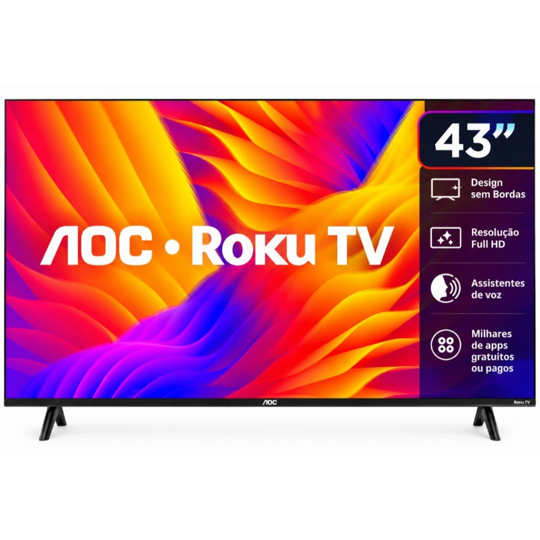 Smart TV AOC 43" Full HD LED Roku Wi-Fi USB HDMI 43S5155/78G