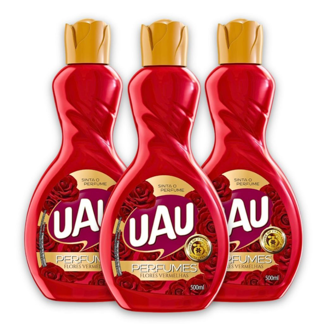 Kit 3un Limpador 500ml Uau Flores Vermelhas ou Chá Branco