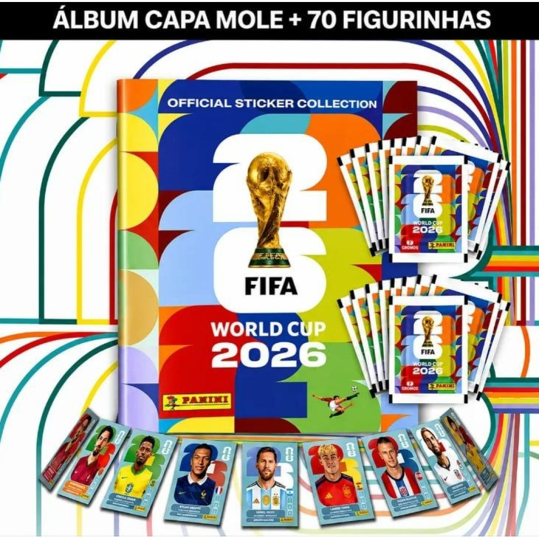 Kit Album Copa Do Mundo Fifa 2026 Capa Mole + 70 Figurinhas