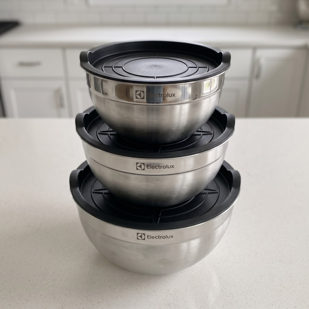 Conjunto de Bowls Tigelas de Inox com Tampa Plástica Electrolux