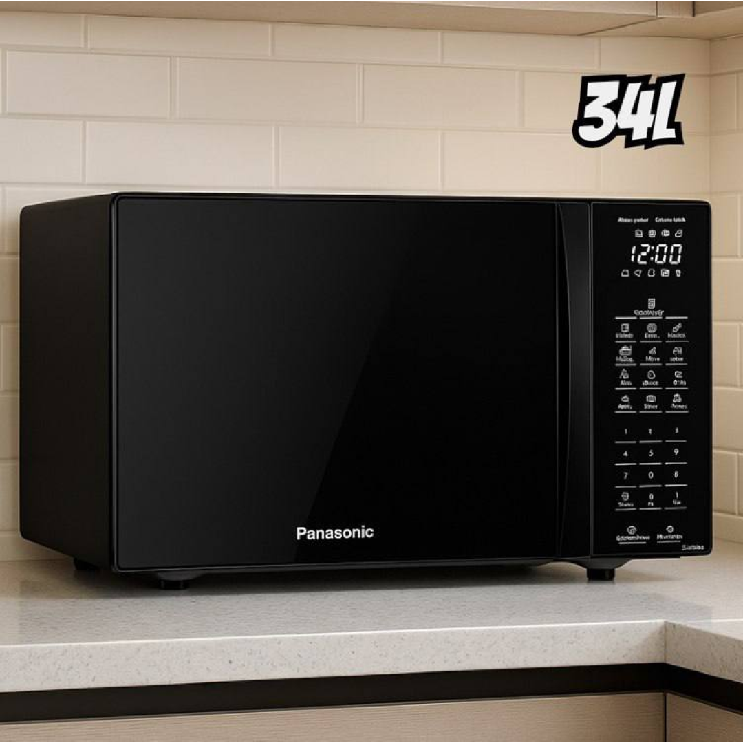 Microondas Panasonic Dupla Refeição 34l Black Glass - Nn-st66nbru 220v
