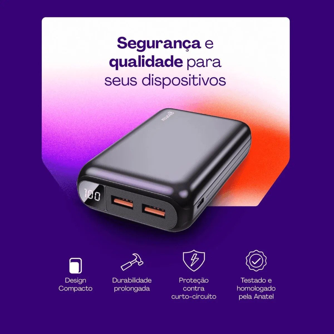 Carregador Portátil 20.000 Mah Com Carregamento Rápido Geonav